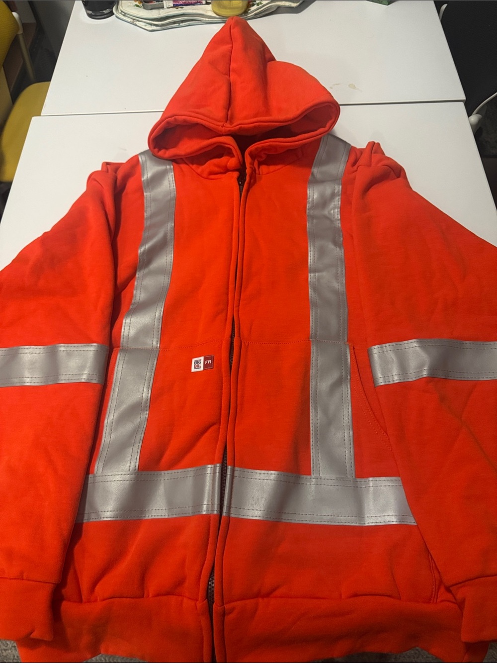 High-Visibility Orange Reflective Hooded Work Sweatshirt